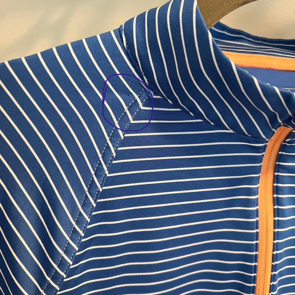 Peter Millar Blue and White Stripe Performance Base Layer Size S